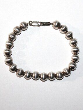 Sterling Silver Hollow Bead Bracelet 7 inches 10 Grams